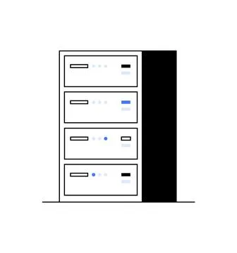 Illustration of a server stack, symbolizing data storage, management, and IT  Stock Illustration