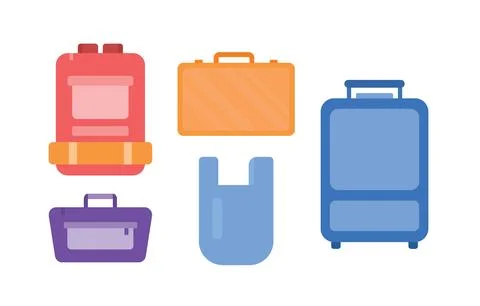 Illustration set backpack and suitcase isolated on white background 스톡 일러스트