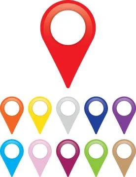 Illustration of set of bright map pointers Stock Illustration