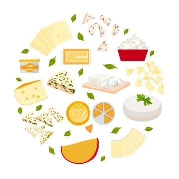 Illustration set of cheeses Stock Illustration
