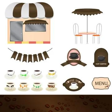 Illustration of a set of coffee shops Stock Illustration