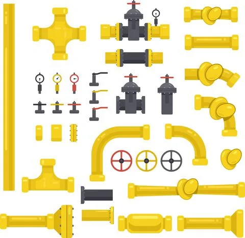 Illustration set of communication pipes components. Suitable for designating  Stock Illustration
