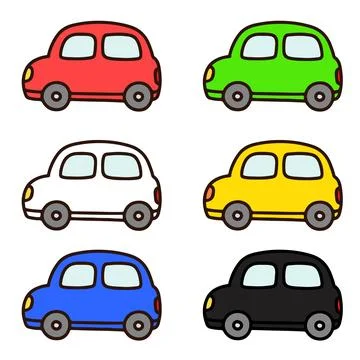 Illustration set of cute and simple colorful cars Stock Illustration