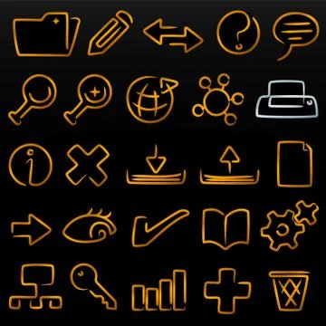 Illustration of set of database icons in modulate style. Stock Illustration