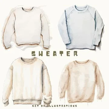 Illustration of a set of different types of men's sweaters Stock Illustration