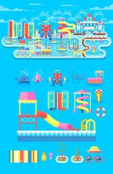 Illustration set elements water park Ilustración de archivo