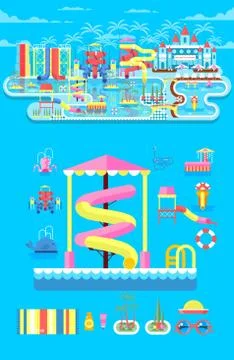 Illustration set elements water park Stock Illustration