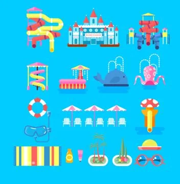 Illustration set elements water park Ilustración de archivo