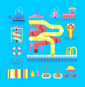 Illustration set elements water park Ilustración de archivo