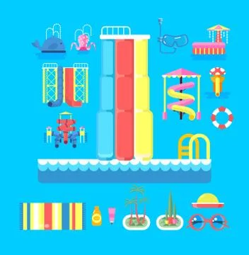 Illustration set elements water park Stock Illustration