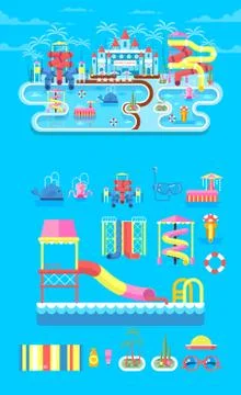Illustration set elements water park Stock Illustration