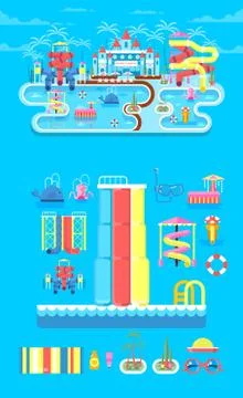 Illustration set elements water park Ilustração Stock