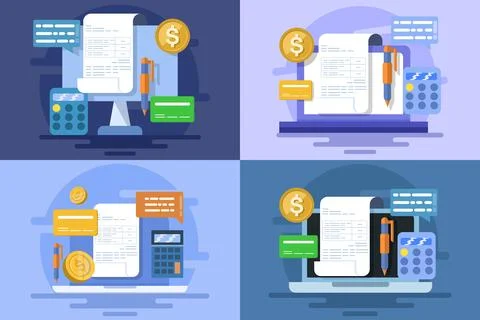 Illustration set featuring books, library references, literature, education. Stock Illustration