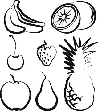 Illustration with a set of fruit Stock Illustration