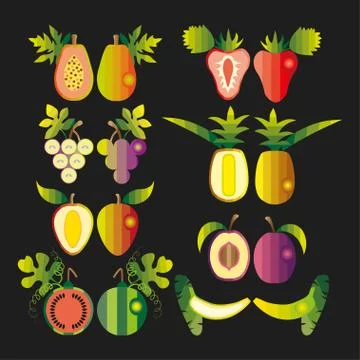 Illustration set of fruit Stock Illustration