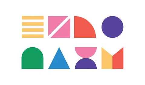 Illustration set geometric shape retro unique abstract Stock Illustration