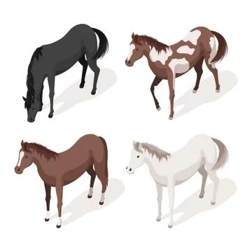 Illustration set of horses. Stock Illustration