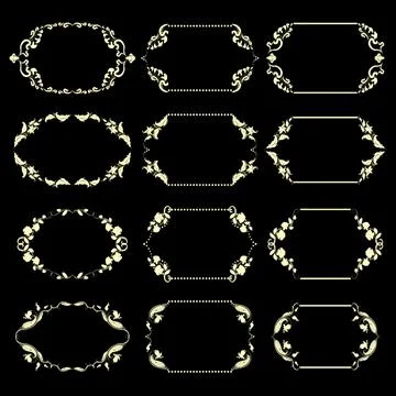 Illustration set of ornate frames 스톡 일러스트
