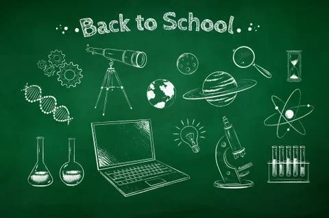 Illustration set of science symbol objects Stock Illustration