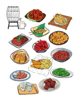 Illustration of a set of snacks Stock Illustration