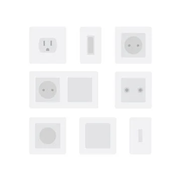 Illustration set socket electric white isolated on blank background Ilustração Stock
