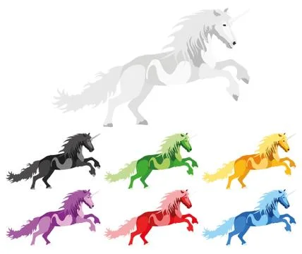 Illustration Set Unicorn Stock Illustration