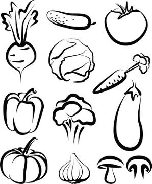 Illustration with a set of vegetables Stock Illustration