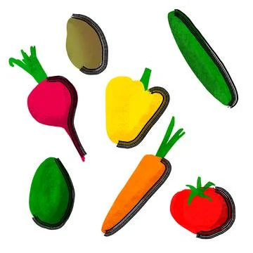 Illustration of set vegetables isolated on white background Stock Illustration