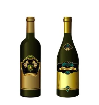 Illustration of set wine bottle with label Stock Illustration