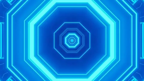 Illustration of several octagonal blue shapes inside each other Illustrazione stock