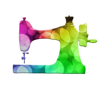 Illustration of a sewing machine in a colorful pattern on a white background Stock Illustration