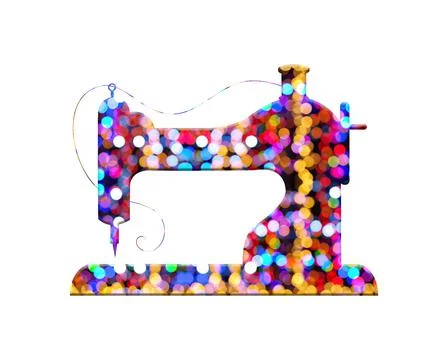 Illustration of a sewing machine in a colorful pattern on a white background Stock Illustration