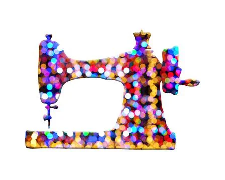 Illustration of a sewing machine in a colorful pattern on a white background イラスト素材