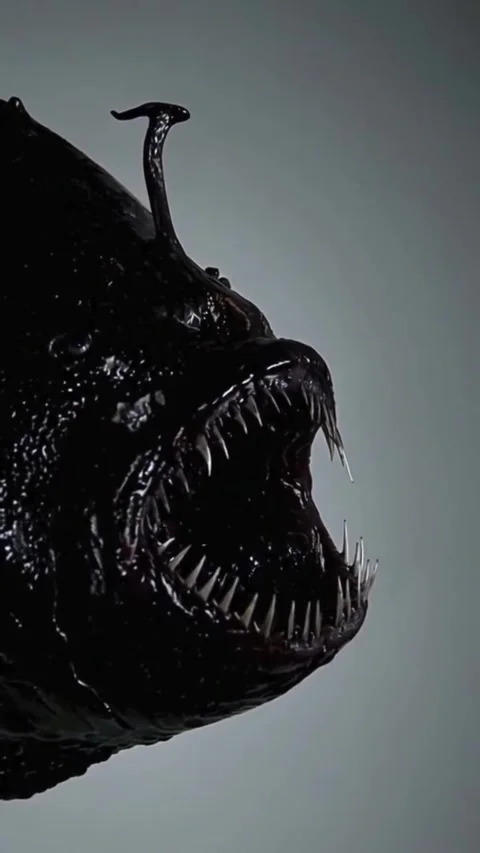 An illustration of the shape of the deep sea fish anglerfis Video stock 320764155