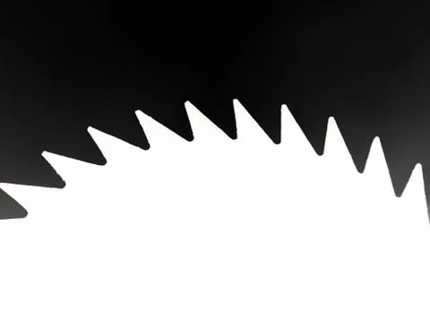 Illustration of sharp circular teeth isolated on dark background Illustrazione stock
