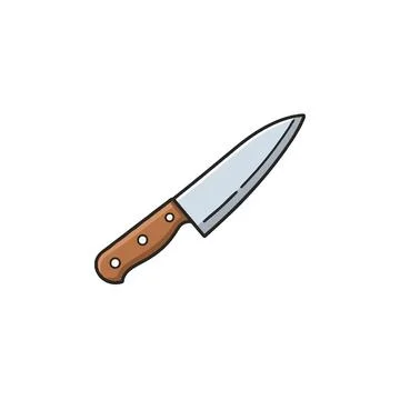 Illustration of a sharp kitchen knife featuring wooden handle and gleaming .. Stock Illustration