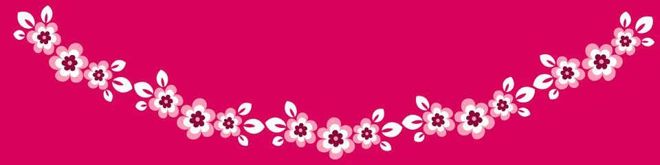 Illustration on a sheet of 4x1 format - stylized flowers with leaves - graphi Stock Illustration
