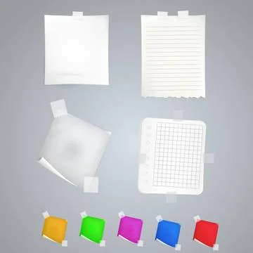 Illustration of sheets Five colored and four white blank sheets. Copyright... 库存照片