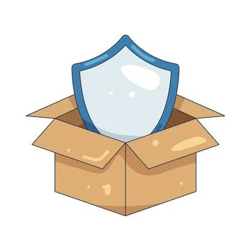 Illustration of shield inside an open box Stock Illustration