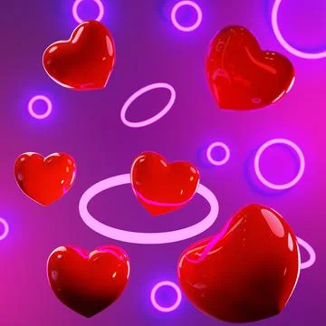 Illustration Of Shiny Hearts Floating In The Air Stock Illustration