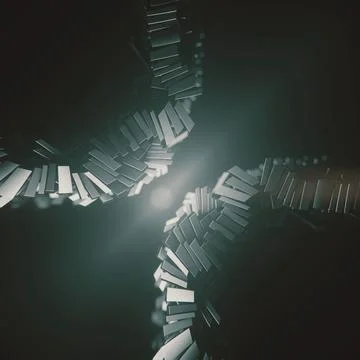 Illustration of shiny metallic rectangles on dark background. 3d rendering イラスト素材