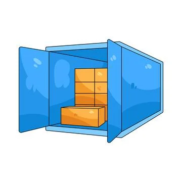 Illustration of shipping container with cargo Stock Illustration