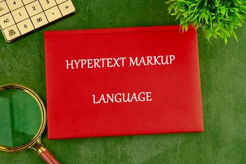 Illustration showcases key components of hypertext markup language used in mo 库存照片