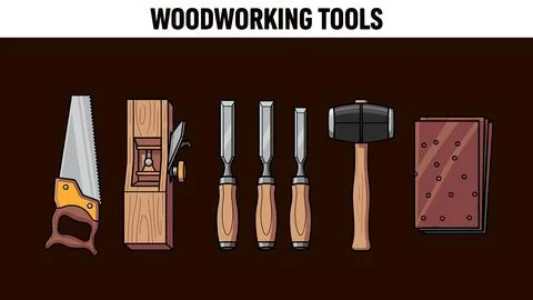 Illustration showcasing an array of carpentry and crafting implements bundle Stock Illustration