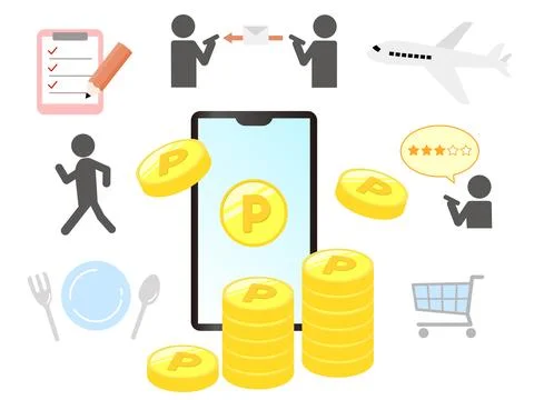 Illustration showing point activity such as questionnaires and word of mouth. Stock Illustration