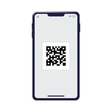 Illustration showing a QR code on a smartphone Stock Illustration