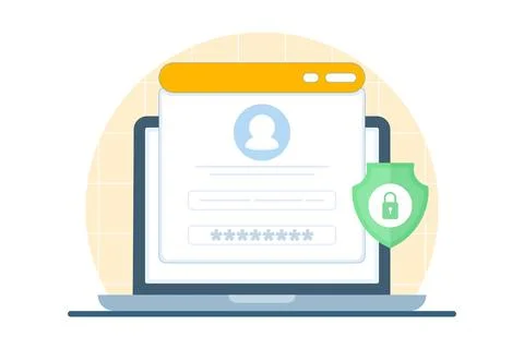 Illustration showing a secure login screen, symbolizing user authentication. Stock Illustration