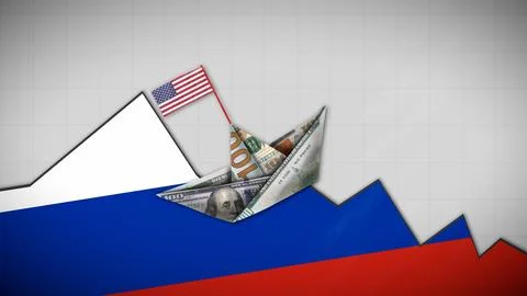 Illustration Showing US Challenges Versus Russia's Expansion Stock Illustration