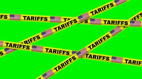 Illustration Showing US Imposing Tariffs, Green Screen Background Stock Illustration