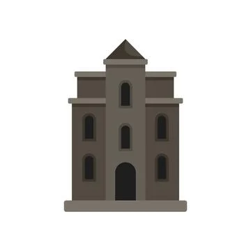 This illustration shows a foreboding castle with a single arched entrance 스톡 일러스트